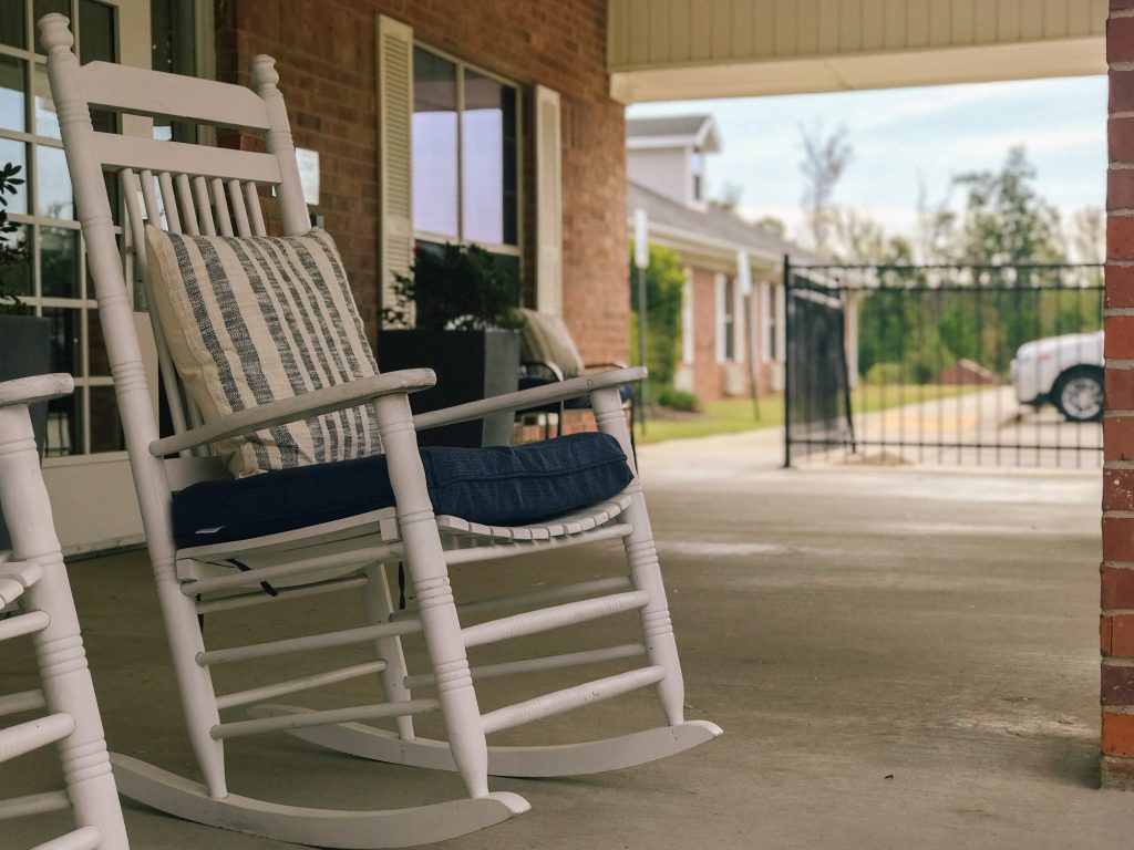Porch area of a skilled nursing facility