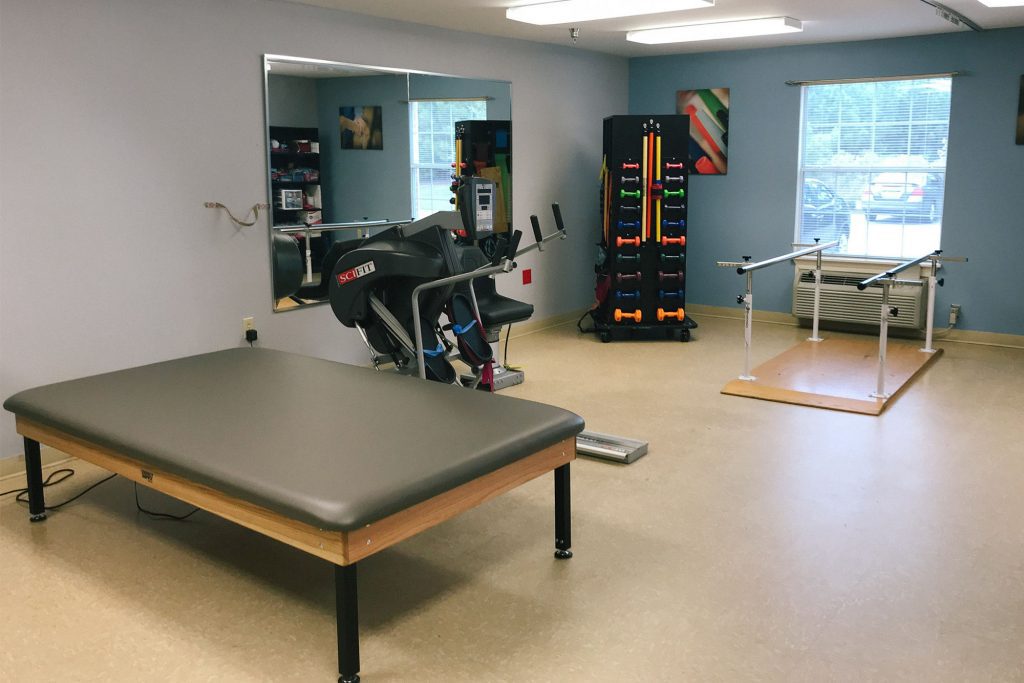 A physical therapy room for short term care patients